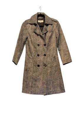 Pelle Studio Black & White Houndstooth Double-Breasted Trench Coat
